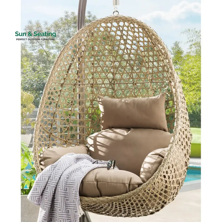 Eula Single Seater Hanging Swing With Stand For Balcony Garden Swing (Gold) Swings