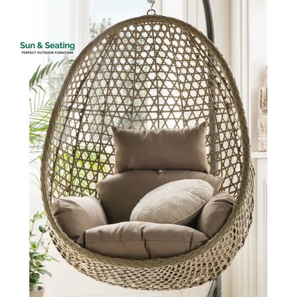 Eula Single Seater Hanging Swing With Stand For Balcony Garden Swing (Gold) Swings