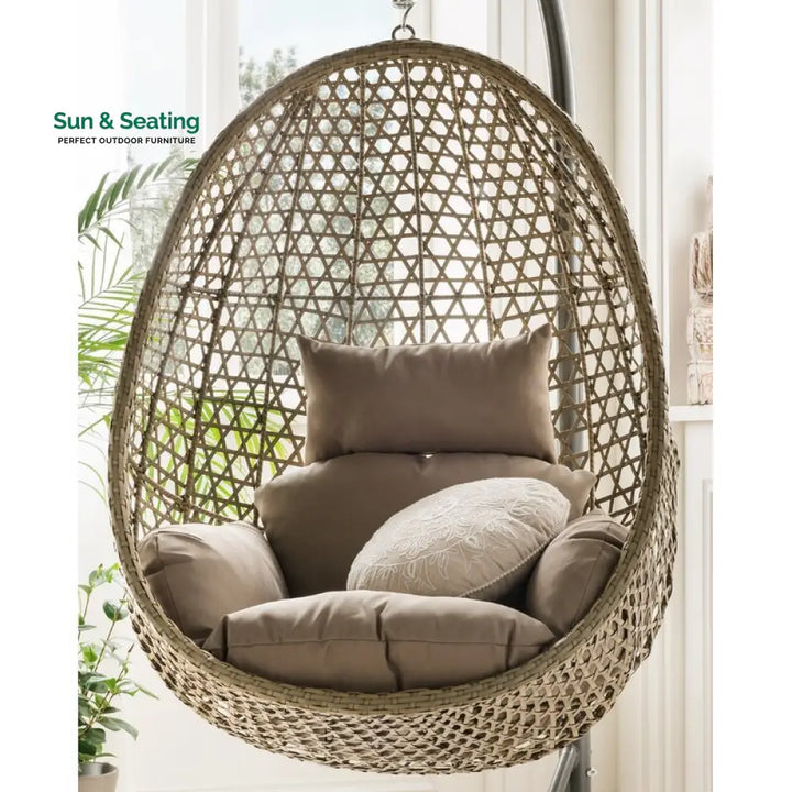Eula Single Seater Hanging Swing With Stand For Balcony Garden Swing (Gold) Swings