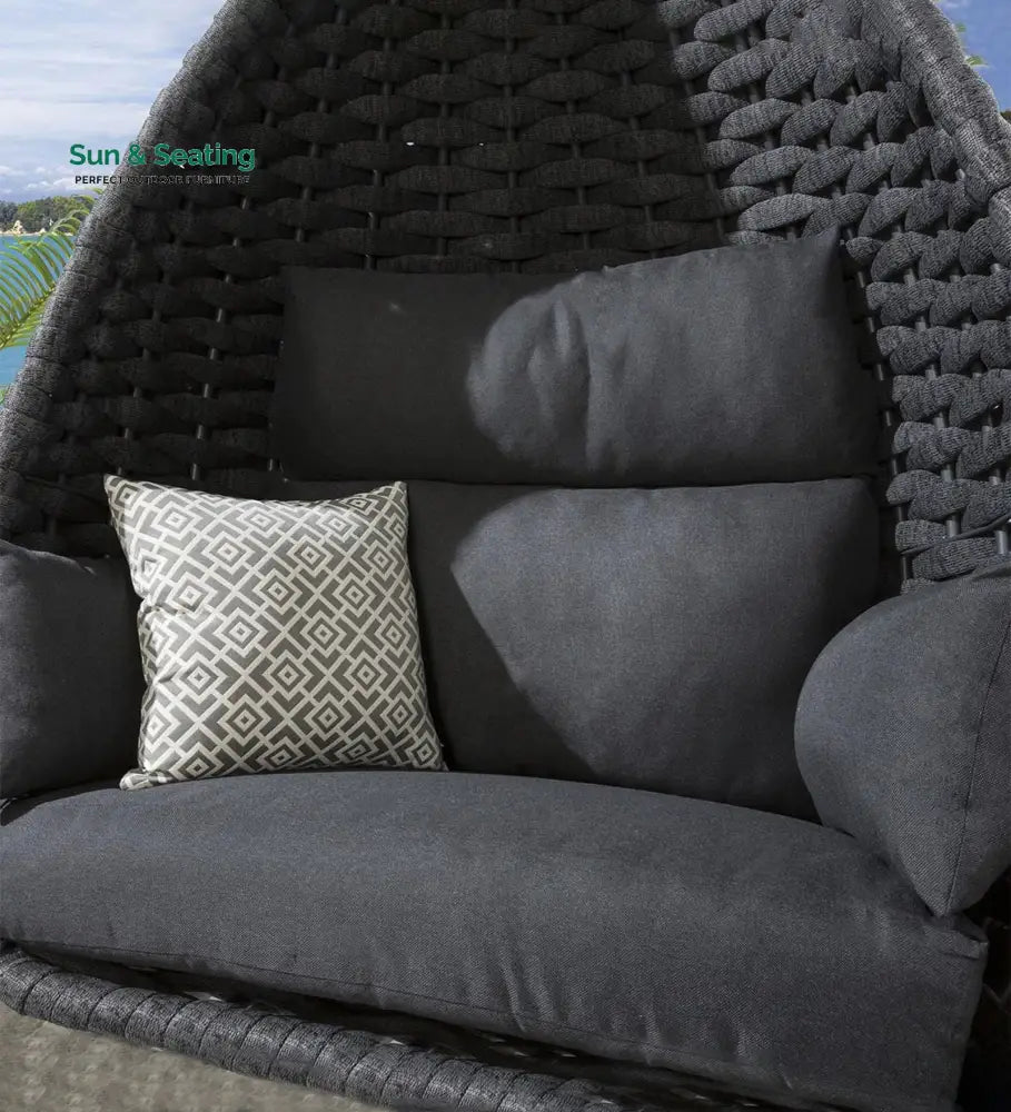 Eurig Single Seater Hanging Swing With Stand For Balcony Garden (Grey) Braided & Rope Swings