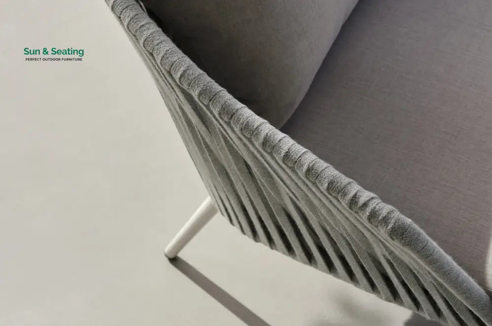 Eustacia Outdoor Sofa Set 2 Seater 2 Single Seater 1 Ottoman 1 Center Table + 1 side table Set (Grey) Braided & Rope