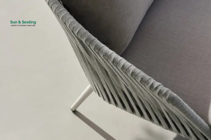 Eustacia Outdoor Sofa Set 2 Seater 2 Single Seater 1 Ottoman 1 Center Table + 1 side table Set (Grey) Braided & Rope