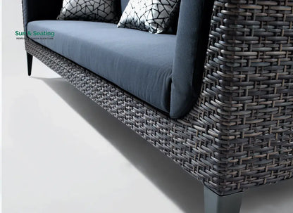 Euvan Outdoor Garden Balcony Sofa Set 3 Seater and 2 Single Seater With 1 Center Table Set (Brown + Navy Blue) Sofa Sets