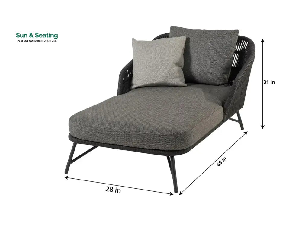 Evana Outdoor Swimming Poolside Lounger With 1 Side Table (Grey) Braided &amp; Rope Loungers