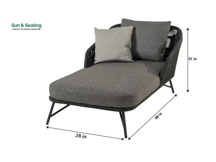 Evana Outdoor Swimming Poolside Lounger With 1 Side Table (Grey) Braided &amp; Rope Loungers
