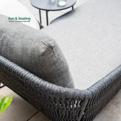 Evana Outdoor Swimming Poolside Lounger With 1 Side Table (Grey) Braided & Rope Loungers