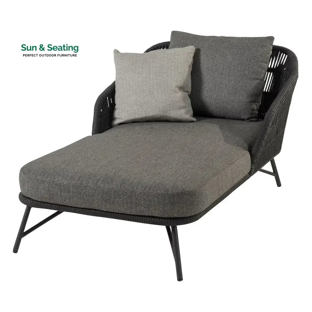 Evana Outdoor Swimming Poolside Lounger With 1 Side Table (Grey) Braided &amp; Rope Loungers