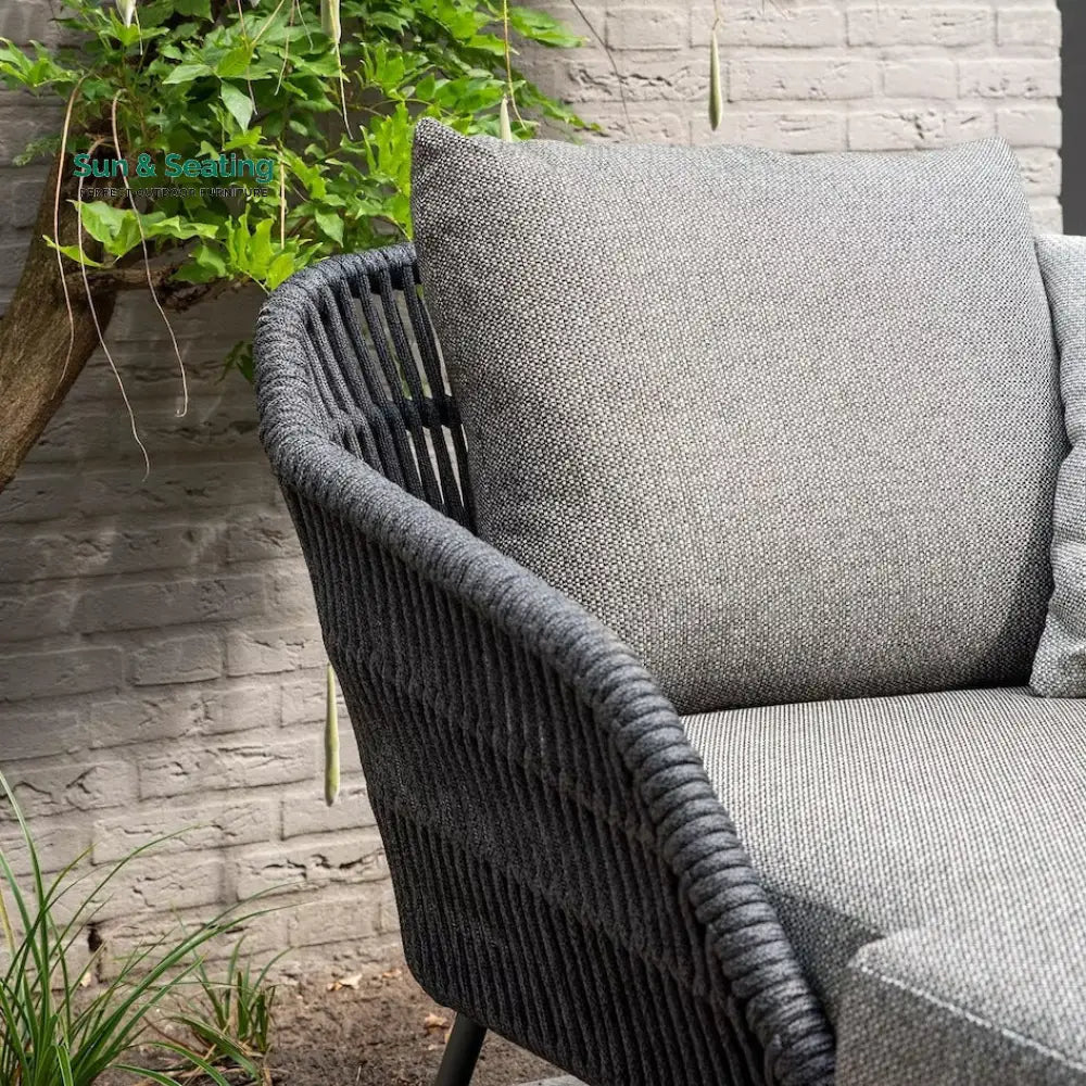 Evana Outdoor Swimming Poolside Lounger With 1 Side Table (Grey) Braided &amp; Rope Loungers