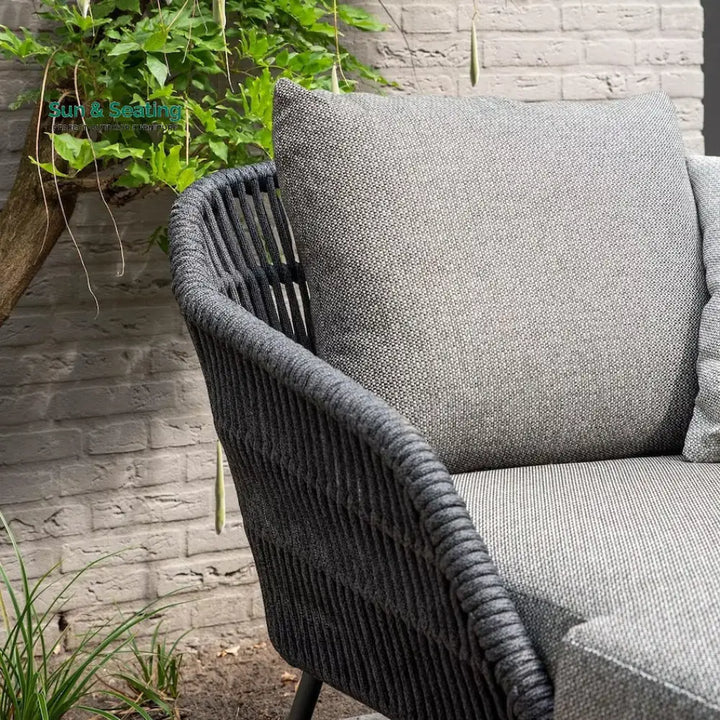 Evana Outdoor Swimming Poolside Lounger With 1 Side Table (Grey) Braided &amp; Rope Loungers