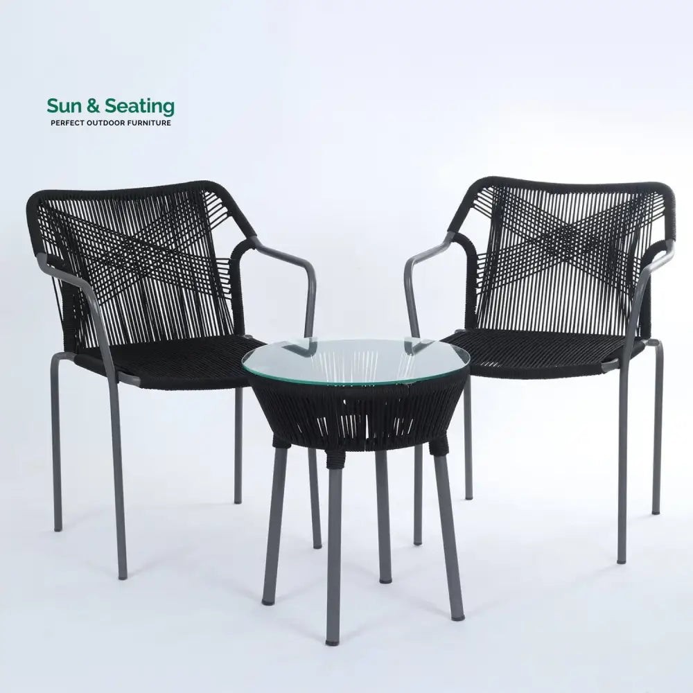 Evelina 3-Piece Outdoor Grey Rope Patio Set Patio Set