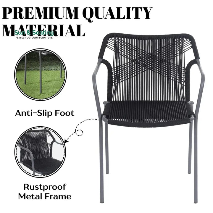 Evelina 3-Piece Outdoor Grey Rope Patio Set Patio Set