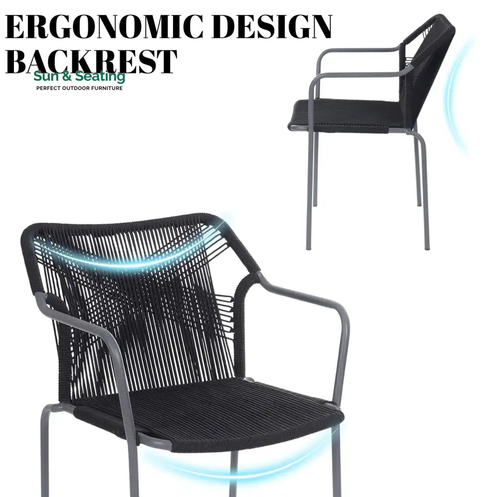 Evelina 3-Piece Outdoor Grey Rope Patio Set Patio Set