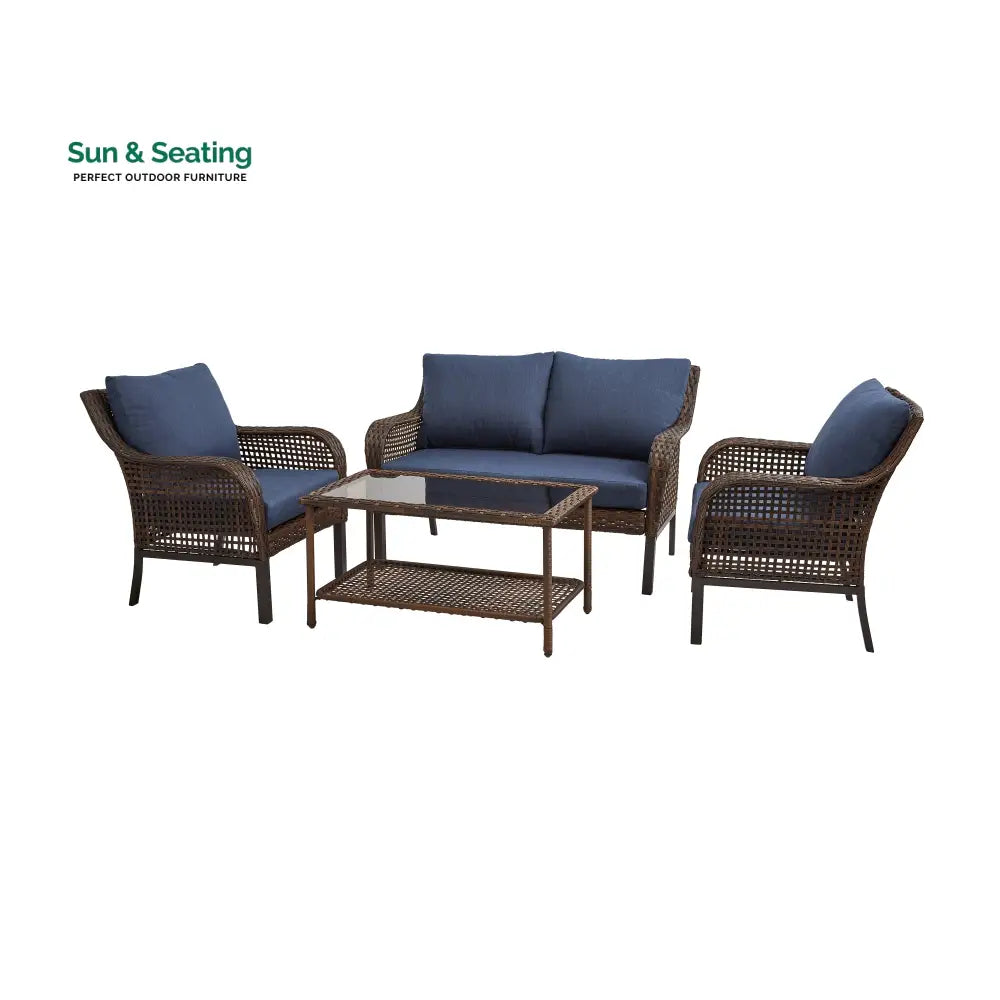 Eveline Outdoor Sofa Set 2 Seater 2 Single seater and 1 Center Table (Brown) Sofa Sets