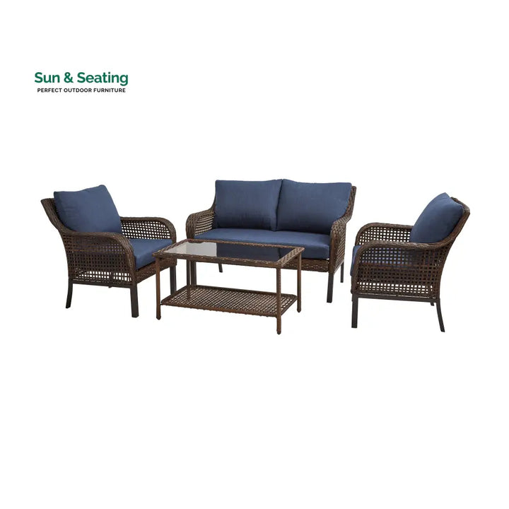 Eveline Outdoor Sofa Set 2 Seater 2 Single seater and 1 Center Table (Brown) Sofa Sets