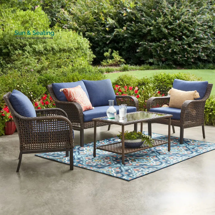 Eveline Outdoor Sofa Set 2 Seater 2 Single seater and 1 Center Table (Brown) Sofa Sets