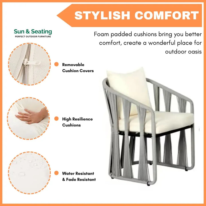 Everleigh Outdoor Rope 3-Piece Patio Set Patio Set