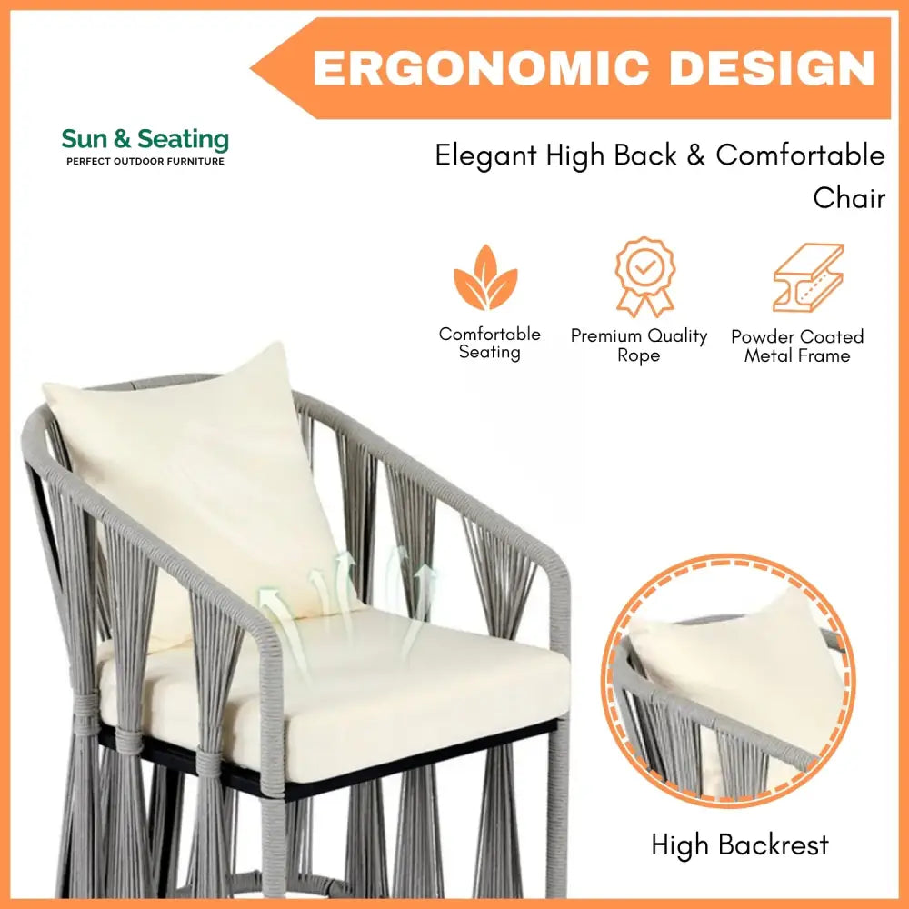 Everleigh Outdoor Rope 3-Piece Patio Set Patio Set