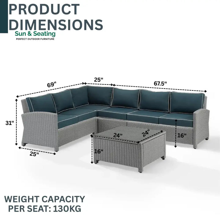 Everly L-Shape Outdoor Wicker Sofa Set Sofa Set