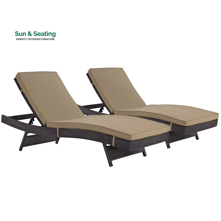 Evita Outdoor Swimming Poolside Lounger Set of 2 (Brown) Loungers