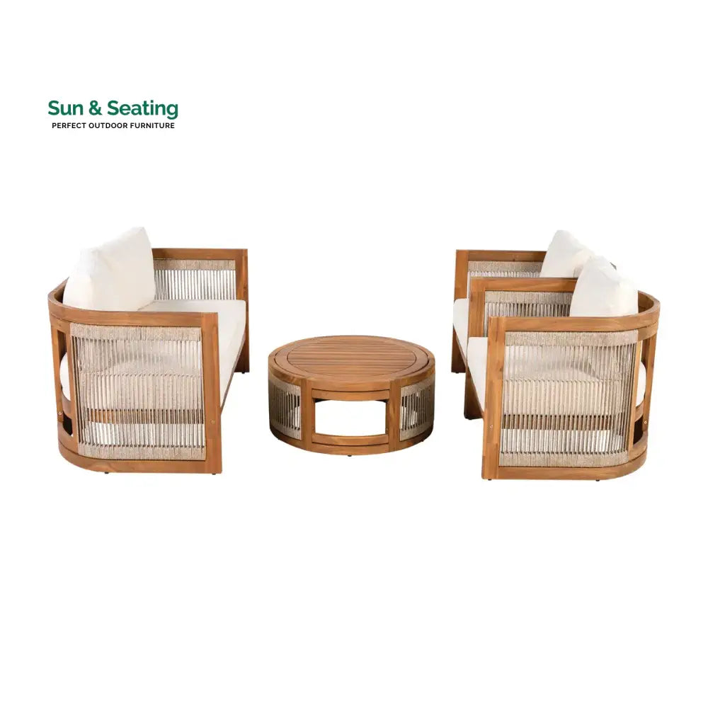 Exano Outdoor Sofa Set 2 Seater 2 Single seater and 1 Center Table Braided &amp; Rope Sofa Sets