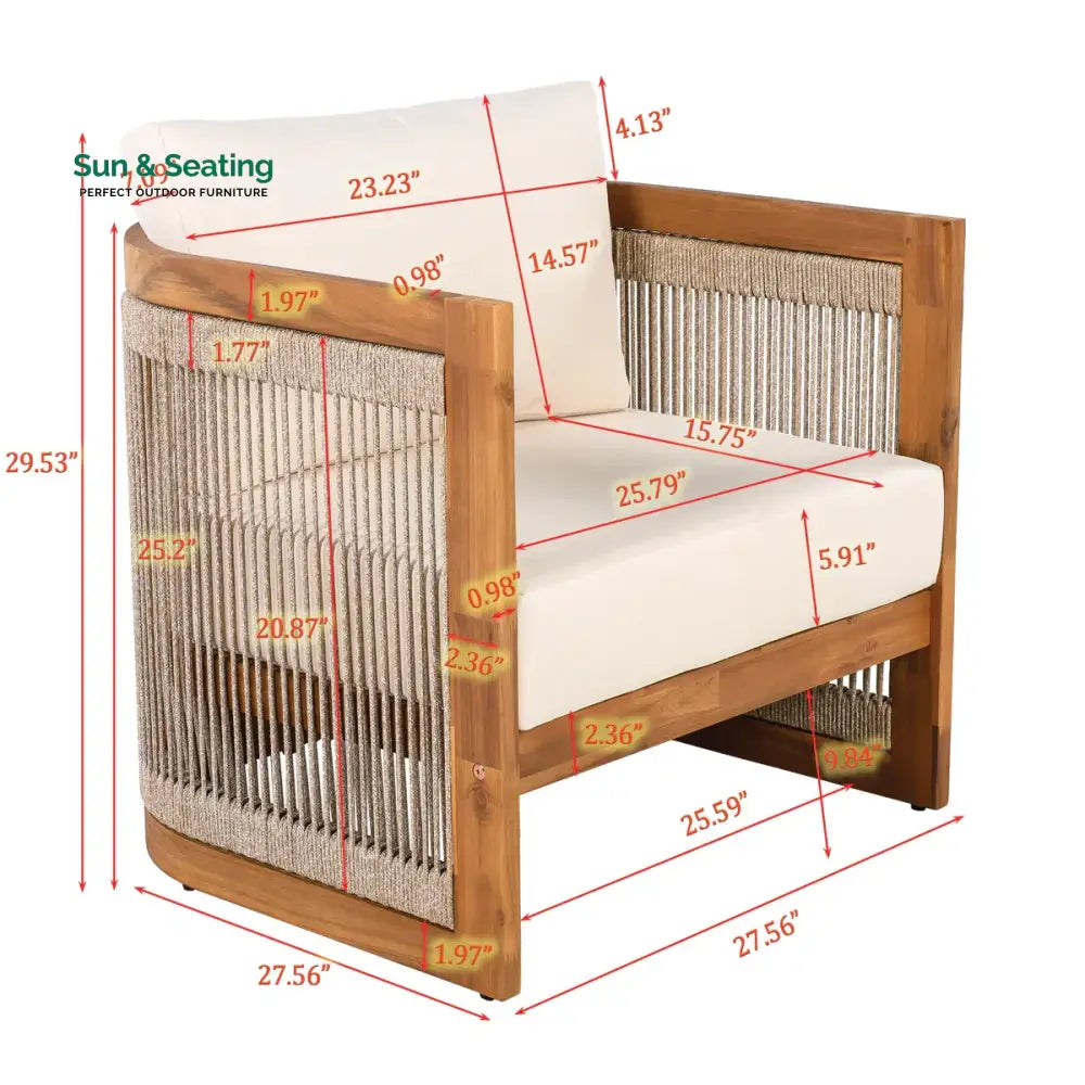 Exano Outdoor Sofa Set 2 Seater 2 Single seater and 1 Center Table Braided & Rope Sofa Sets