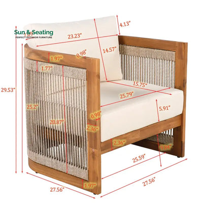 Exano Outdoor Sofa Set 2 Seater 2 Single seater and 1 Center Table Braided & Rope Sofa Sets