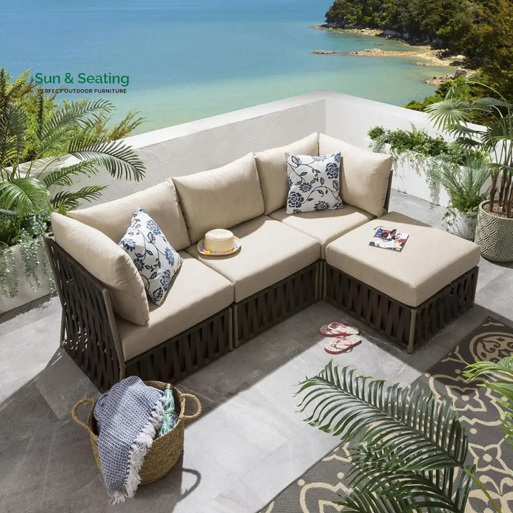 Ezequiel Outdoor Sofa Set 3 Seater and 1 Ottoman Set (Brown) Sofa Sets