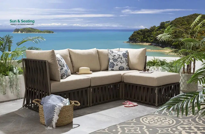 Ezequiel Outdoor Sofa Set 3 Seater and 1 Ottoman Set (Brown) Sofa Sets