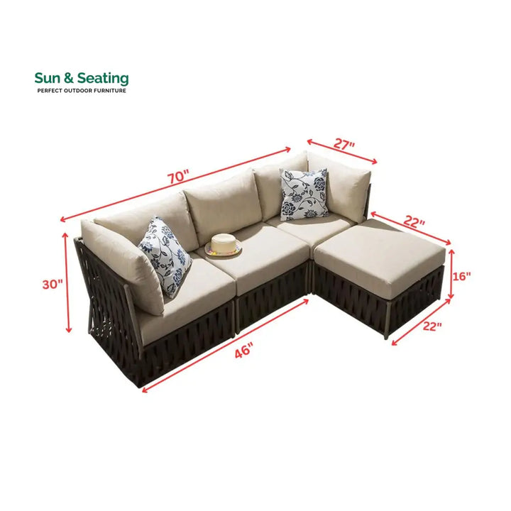 Ezequiel Outdoor Sofa Set 3 Seater and 1 Ottoman Set (Brown) Sofa Sets