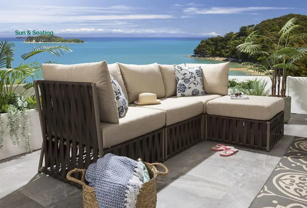 Ezequiel Outdoor Sofa Set 3 Seater and 1 Ottoman Set (Brown) Sofa Sets