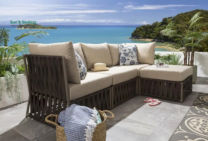 Ezequiel Outdoor Sofa Set 3 Seater and 1 Ottoman Set (Brown) Sofa Sets