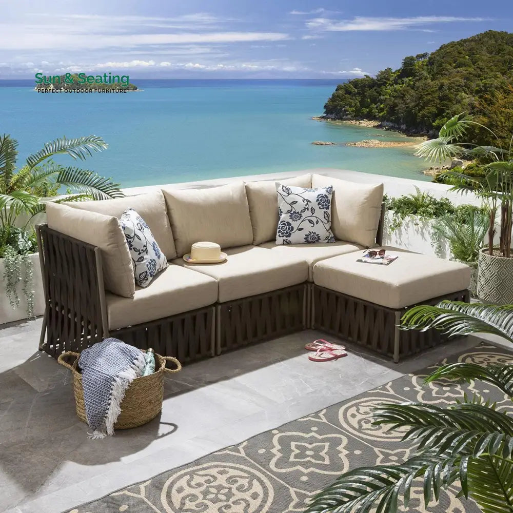 Ezequiel Outdoor Sofa Set 3 Seater and 1 Ottoman Set (Brown) Sofa Sets