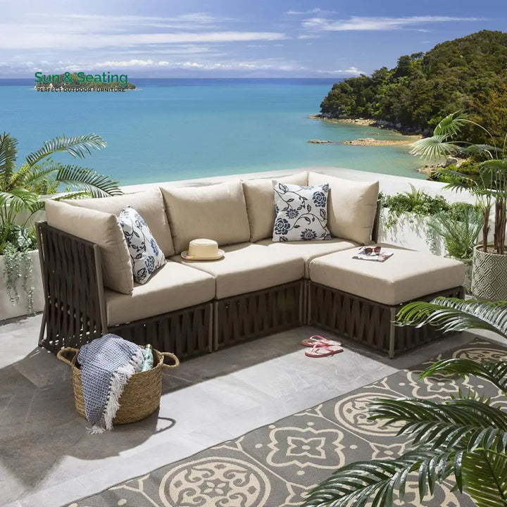 Ezequiel Outdoor Sofa Set 3 Seater and 1 Ottoman Set (Brown) Sofa Sets