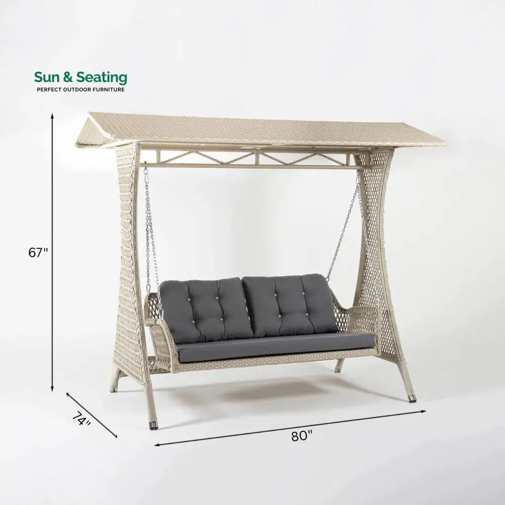 Ezio Double Seater Hanging Swing With Stand For Balcony Garden Swing (Cream) Swings