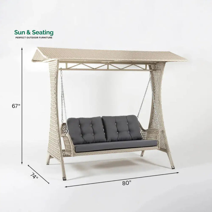 Ezio Double Seater Hanging Swing With Stand For Balcony Garden Swing (Cream) Swings