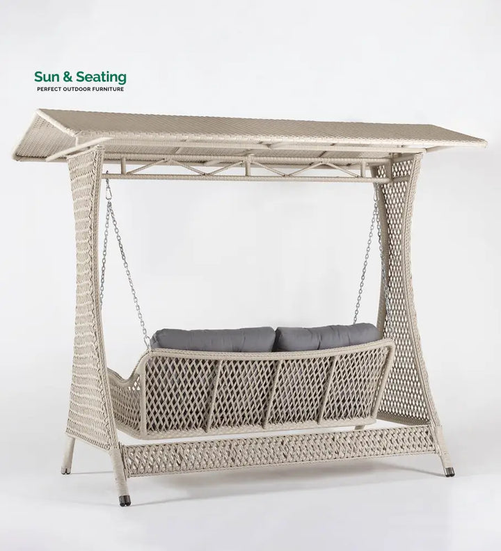 Ezio Double Seater Hanging Swing With Stand For Balcony Garden Swing (Cream) Swings