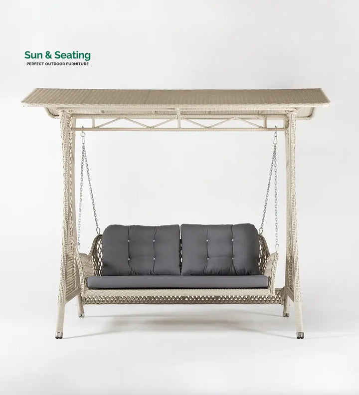 Ezio Double Seater Hanging Swing With Stand For Balcony Garden Swing (Cream) Swings