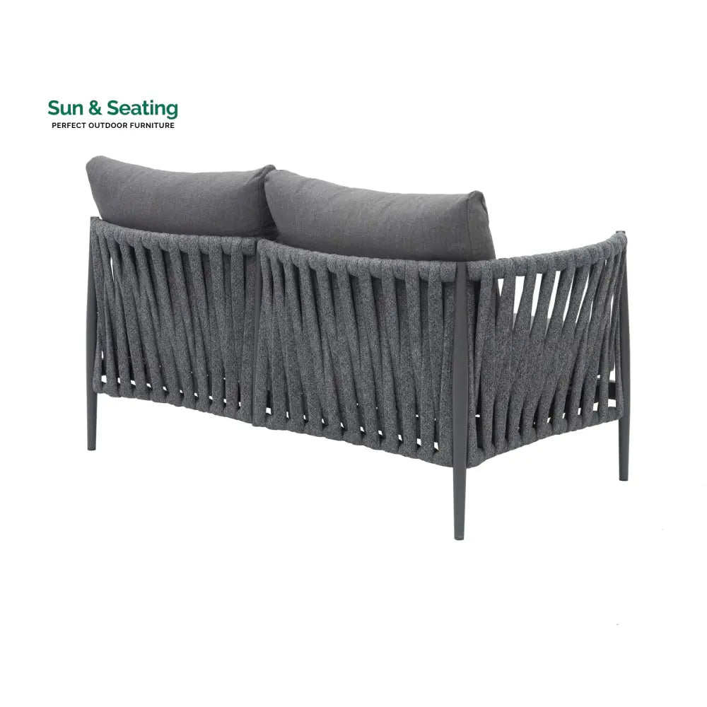 Fabian Outdoor Garden Balcony Sofa Set 5 Seater and 1 Center Table Set Braid &amp; Rope (Dark Grey) Sofa Sets