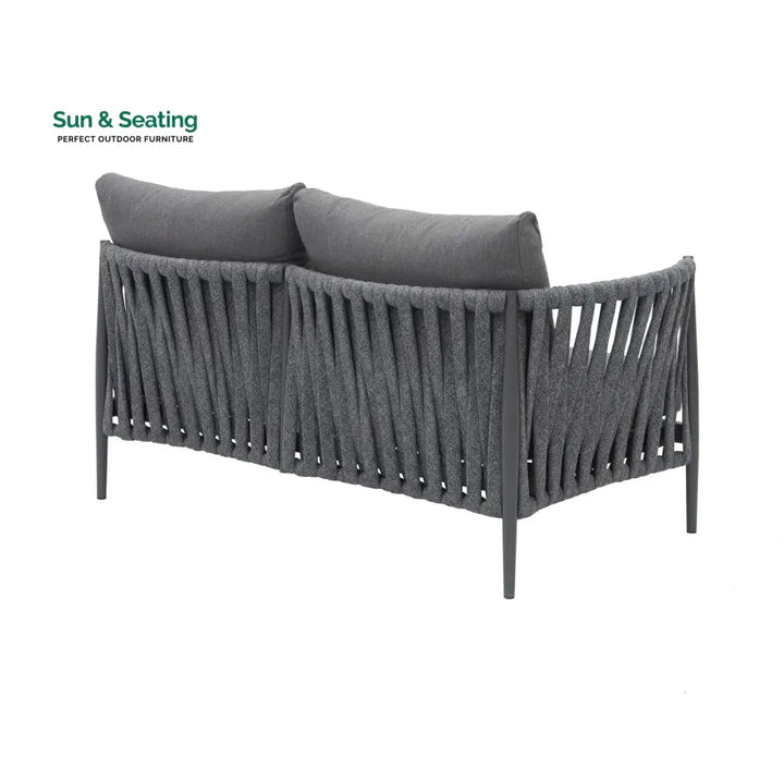 Fabian Outdoor Garden Balcony Sofa Set 5 Seater and 1 Center Table Set Braid &amp; Rope (Dark Grey) Sofa Sets