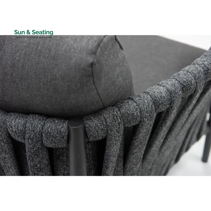 Fabian Outdoor Garden Balcony Sofa Set 5 Seater and 1 Center Table Set Braid &amp; Rope (Dark Grey) Sofa Sets