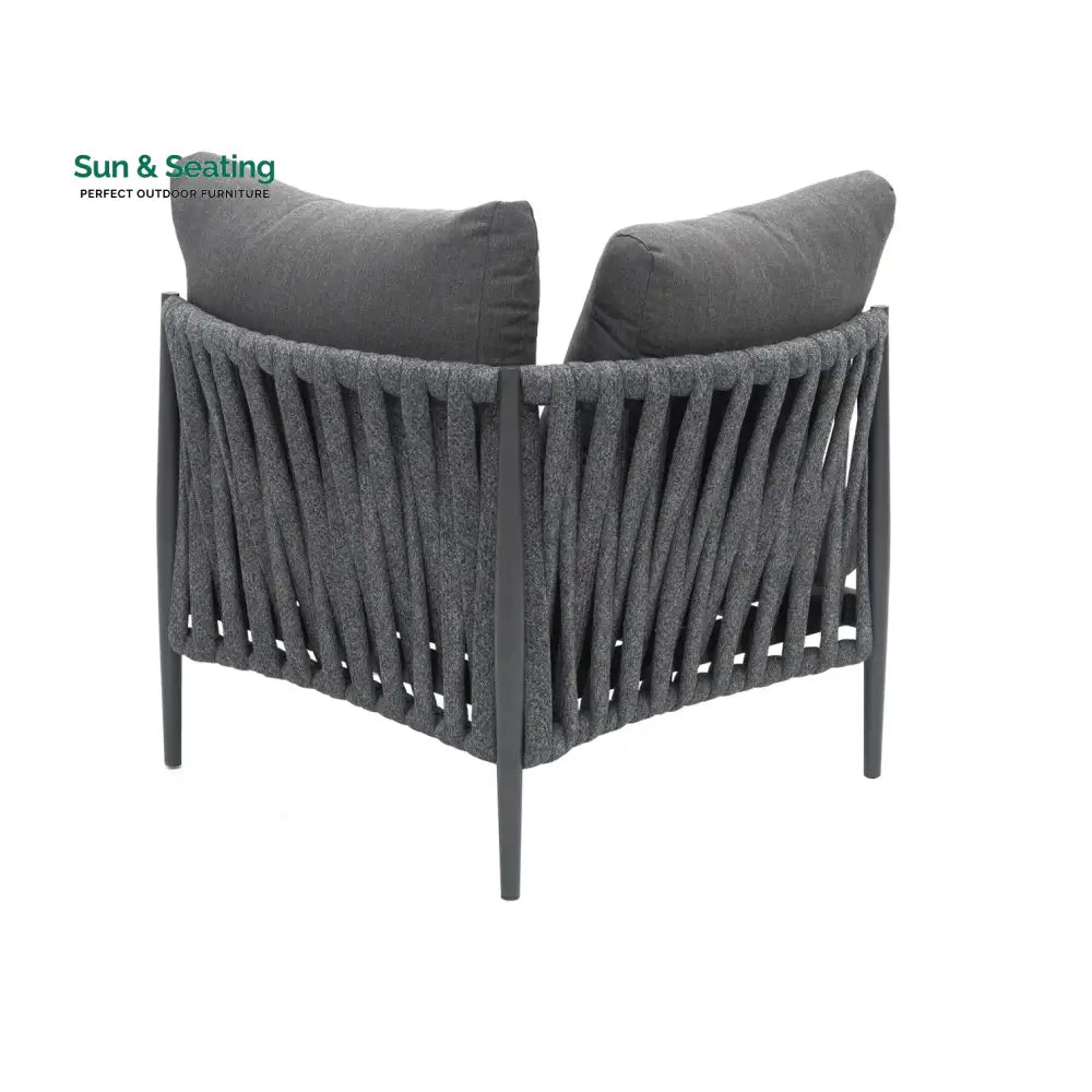 Fabian Outdoor Garden Balcony Sofa Set 5 Seater and 1 Center Table Set Braid &amp; Rope (Dark Grey) Sofa Sets