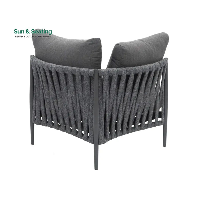 Fabian Outdoor Garden Balcony Sofa Set 5 Seater and 1 Center Table Set Braid &amp; Rope (Dark Grey) Sofa Sets
