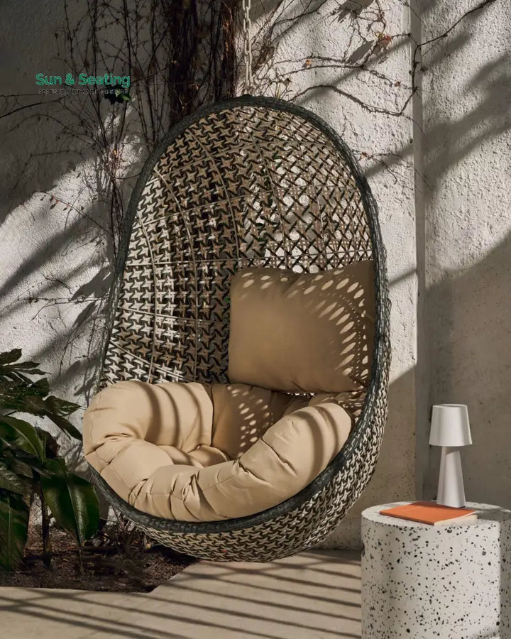 Fabula Single Seater Hanging Swing Without Stand For Balcony Garden Swing (Beige) Swings