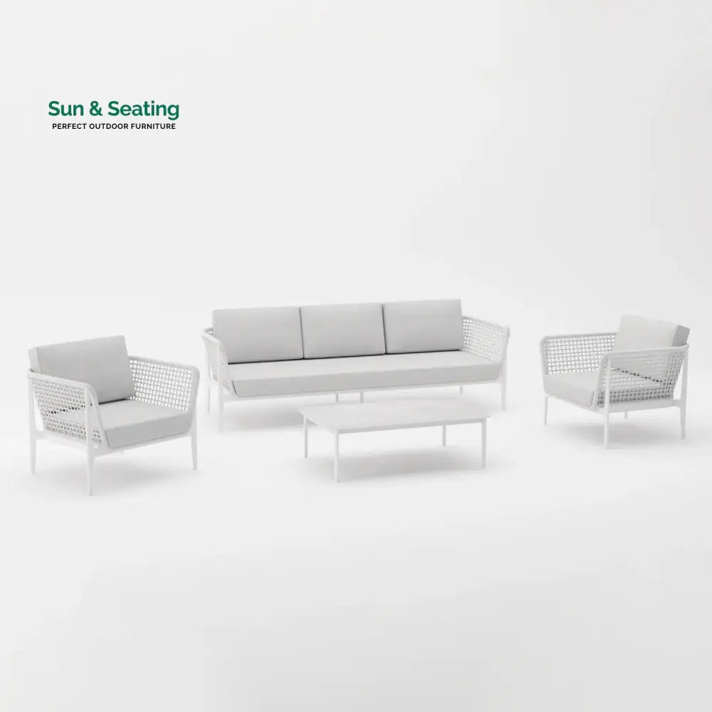 Fadad Outdoor Garden Balcony Sofa Set 2 Seater 2 Single seater and 1 Center Table Set Braid &amp; Rope(Grey) Sofa Sets
