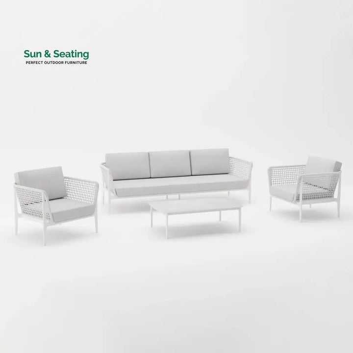 Fadad Outdoor Garden Balcony Sofa Set 2 Seater 2 Single seater and 1 Center Table Set Braid &amp; Rope(Grey) Sofa Sets
