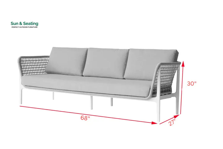 Fadad Outdoor Garden Balcony Sofa Set 2 Seater 2 Single seater and 1 Center Table Set Braid &amp; Rope(Grey) Sofa Sets