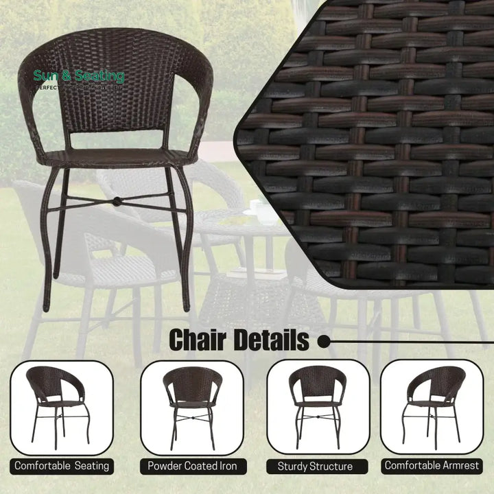 Falak 5-Piece Outdoor Rattan Wicker Patio Bistro Set Patio Set