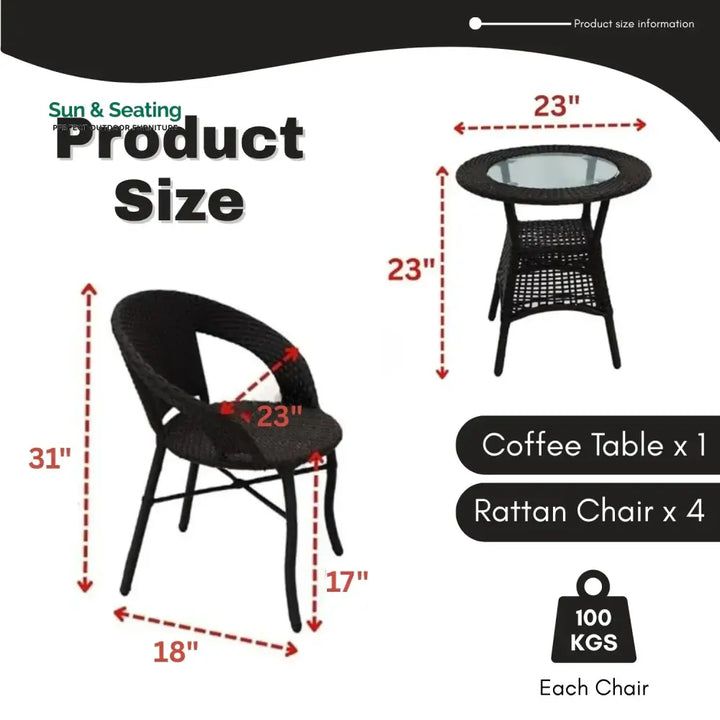Falak 5-Piece Outdoor Rattan Wicker Patio Bistro Set Patio Set