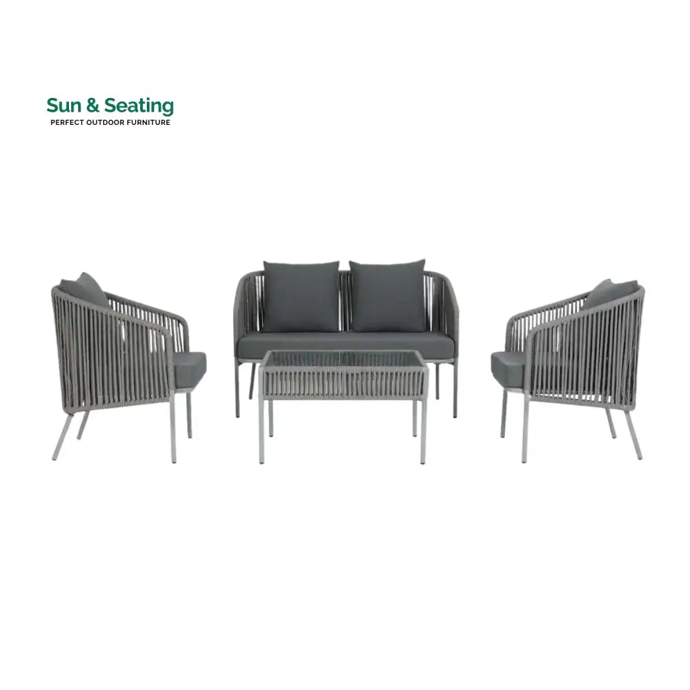Falguni Outdoor 4 Piece Modern Woven Rope Sofa Set Sofa Set