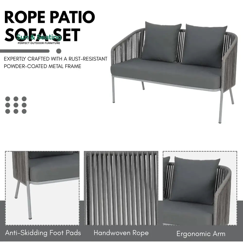 Falguni Outdoor 4 Piece Modern Woven Rope Sofa Set Sofa Set